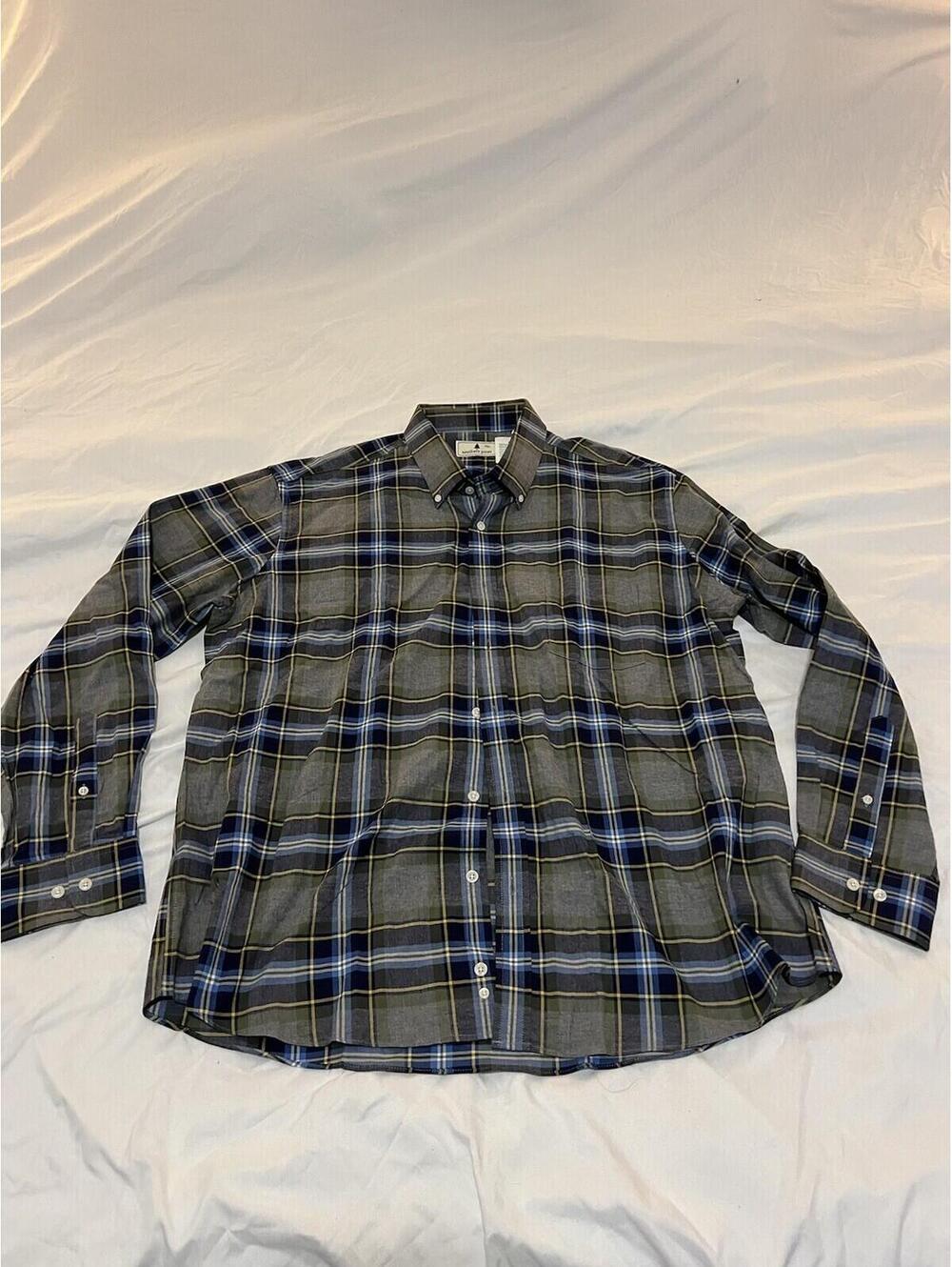 Southern Pines Flannel Plaid Blue Button Down  Shirt XXL Nwt 355